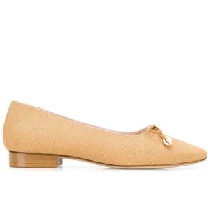 Leandra Medine Beige Leather Ballerina Shoes, New!